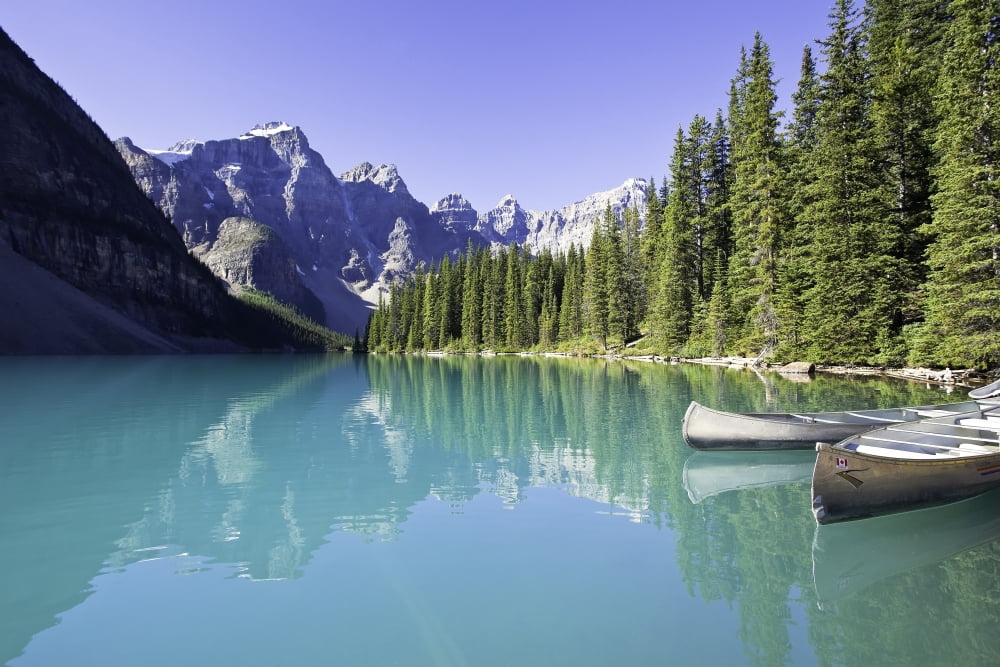 Moraine Lake And Valley Of The Ten Peaks Banff National Park Alberta Canvas Art - Ken Gillespie Design Pics (34 x 22)