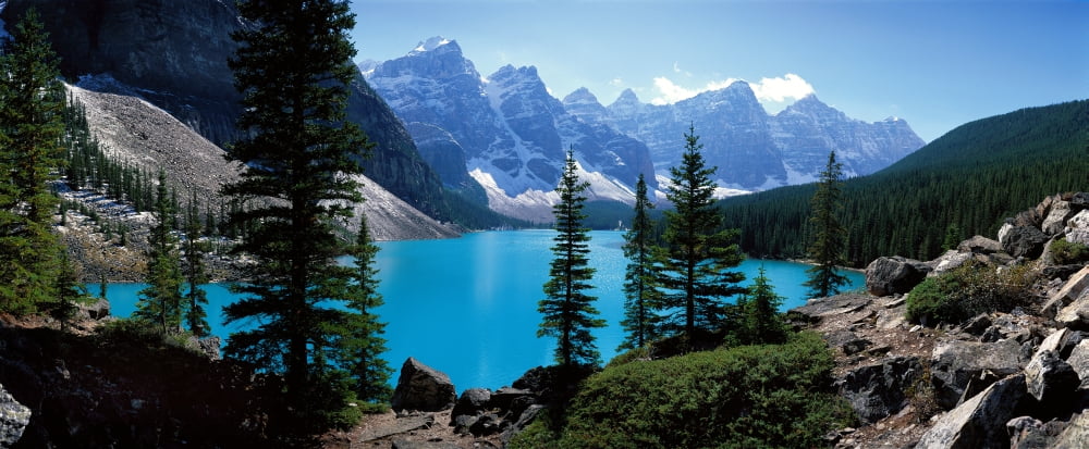 Moraine Lake Banff National Park Alberta Canada Canvas Art - Panoramic Images (27 x 9)