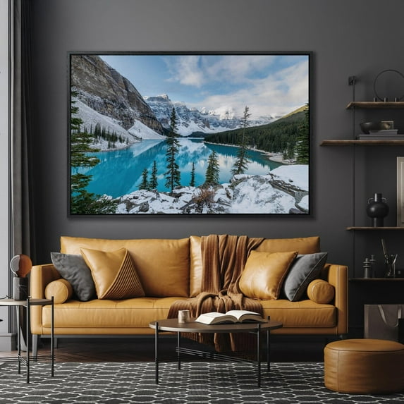 Moraine Lake Wall Art Banff National Park Poster Alberta Canada Home Decor Winter Mountain Lake Art Ready To Hang Alberta Decor, Unframed Canvas Size 16x24