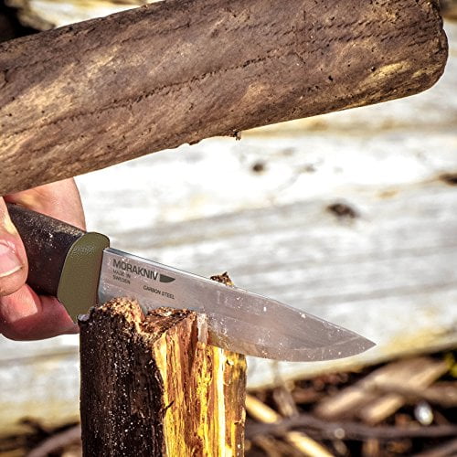Morakniv Companion Heavy Duty Fixed Blade Knife, Carbon Steel Blade, Military Green and Black