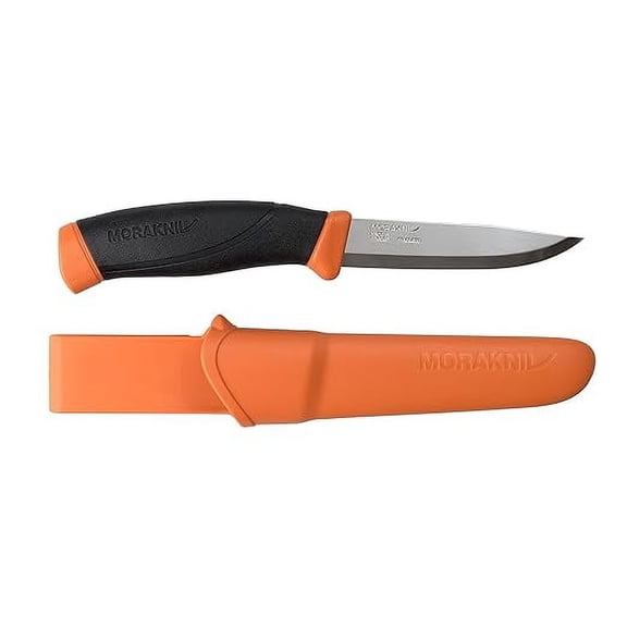 Morakniv Companion (S) Sandvik Stainless Steel Fixed-Blade Knife, With Sheath, Burnt Orange, 4.1 Inch