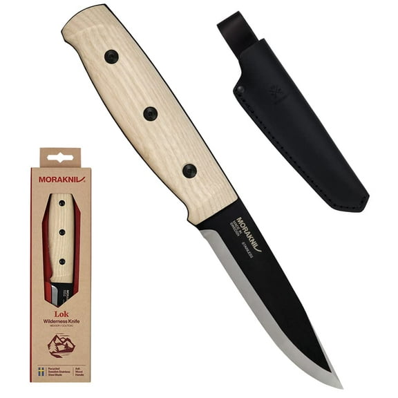 Morakniv Morakniv Knives Lok BlackBlade Knife Ash Wood Fixed 4.29in Drop Point FS14085