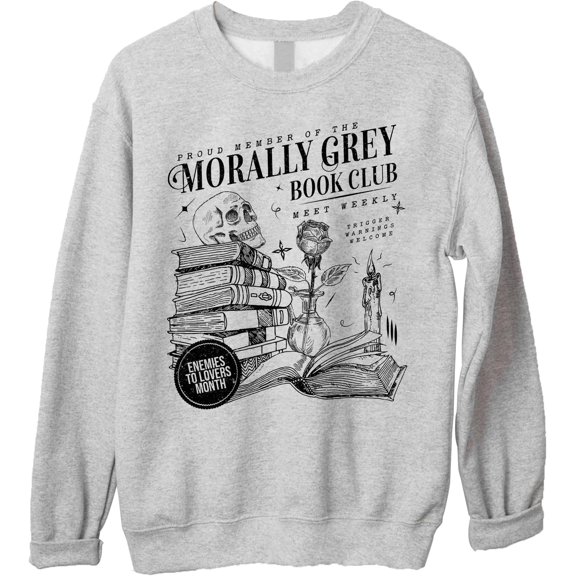 Morally Grey Book Club Crewneck Sweatshirt, Dark Academia Aesthetic Pullover for Readers and Book Lovers