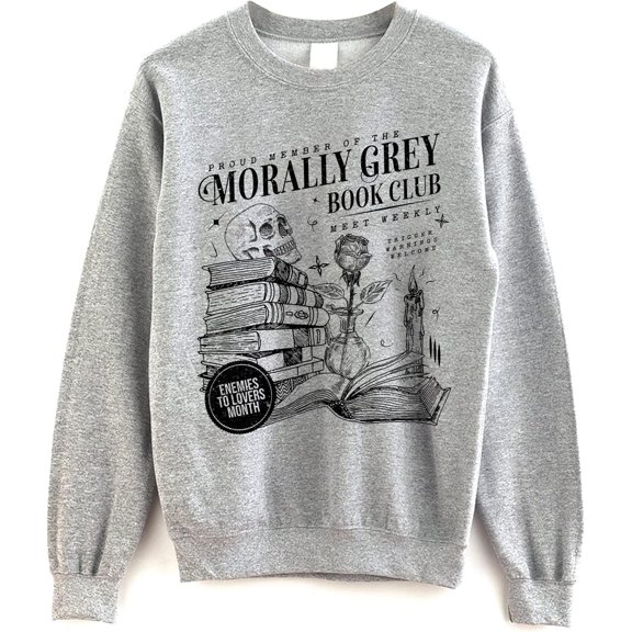 Morally Grey Book Club Crewneck Sweatshirt, Dark Academia Aesthetic Pullover for Readers and Book Lovers
