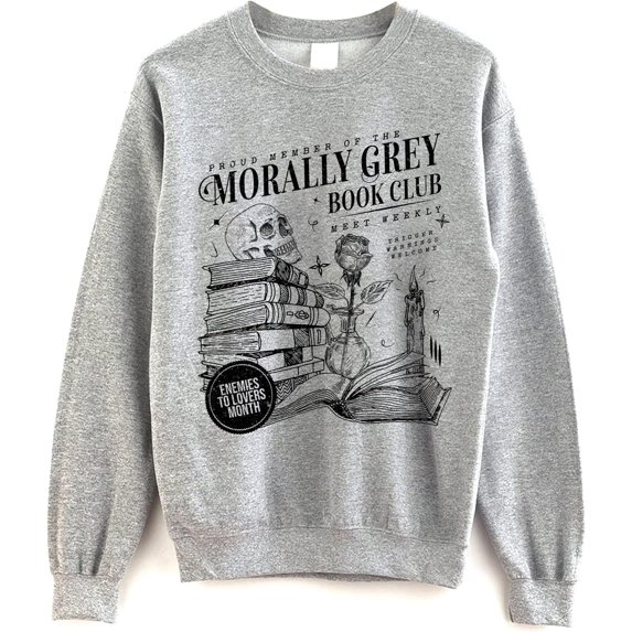 Morally Grey Book Club Crewneck Sweatshirt, Dark Academia Aesthetic Pullover for Readers and Book Lovers