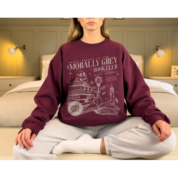 Morally Grey Book Club Sweatshirt | Dark Romance Crewneck, Spooky Season Sweatshirt, Bookish Shirt Vintage Bookish Shirt For Book Lover Gift