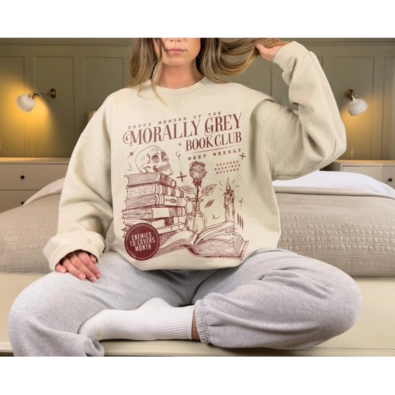 Morally Grey Book Club Sweatshirt | Dark Romance Crewneck, Spooky Season Sweatshirt, Bookish Shirt Vintage Bookish Shirt For Book Lover Gift