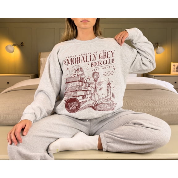 Morally Grey Book Club Sweatshirt | Dark Romance Crewneck, Spooky Season Sweatshirt, Bookish Shirt Vintage Bookish Shirt For Book Lover Gift