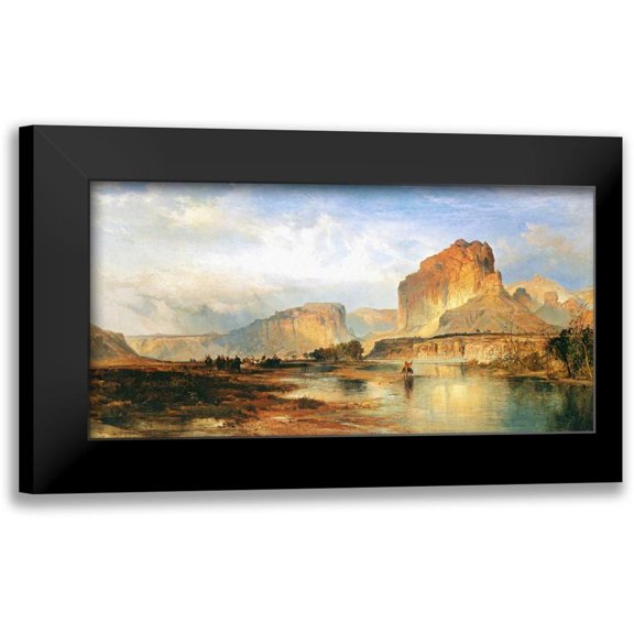 Moran, Thomas 14x9 Black Modern Framed Museum Art Print Titled - Cliffs of the Green River