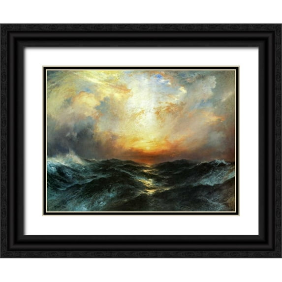 Moran, Thomas 18x15 Black Ornate Wood Framed with Double Matting Museum Art Print Titled - Seascape