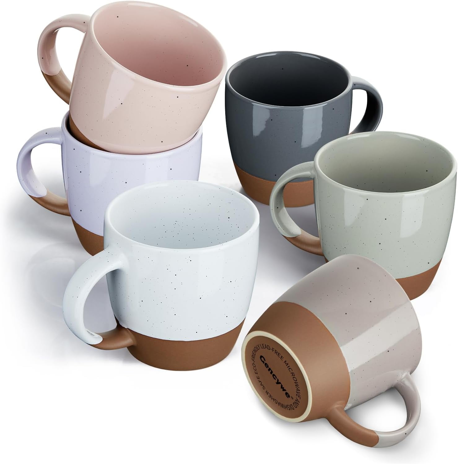 Morandi Color Ceramic Coffee Mugs Set of 6 Reusable 18 oz Latte Mugs