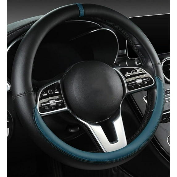 Morandi Color Steering Wheel Cover, Nappa Leather Fashionable Sporty Style, Universal 15 Inches