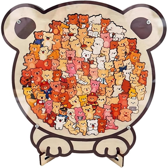 Morandi Colored Dog Shaped Wooden Jigsaw Puzzle with Stand, Irregular Animal Wood Puzzle for Adults, Stress Relief Brain Game, Creative Gift for Dog Lovers & Pet Fans(k)