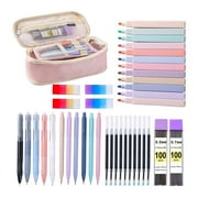 Morandi Full Set Stationery Kit with Pencil Case, for Campus Note-taking Art Drawing Office Writing, All-in-one Hand Account Stationery Set