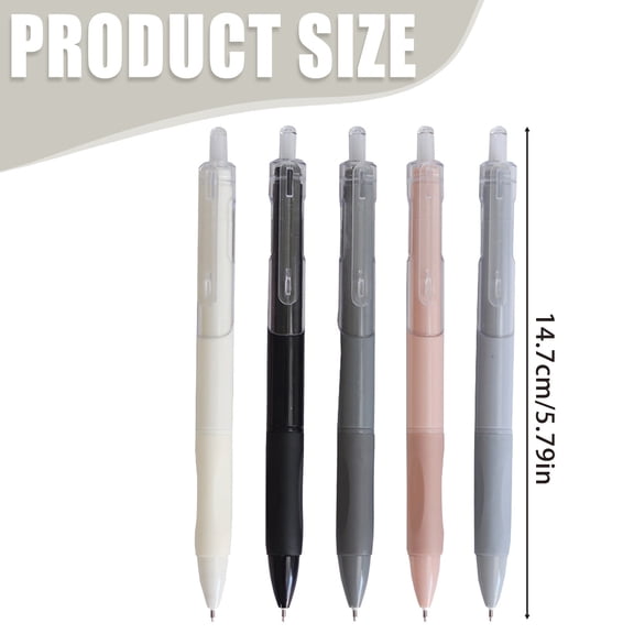 Morandi Gel Pen - 0.5mm Retractable Smooth Writing Pen - Black Ink Ballpoint for Journaling Note Taking - Office Desk Pen - Gray