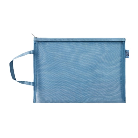Morandi Handheld Thickened Transparent Nylon Mesh Pouch for Campus Study Office Daily Organization, A4 Single Layer Stationery Storage Handbag