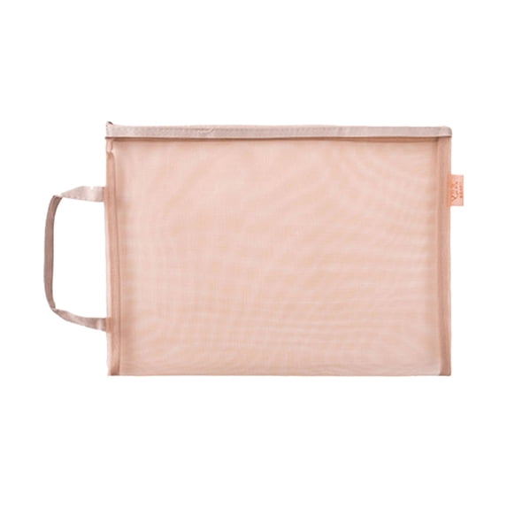 Morandi Handheld Thickened Transparent Nylon Mesh Pouch for Campus Study Office Daily Organization, A4 Single Layer Stationery Storage Handbag
