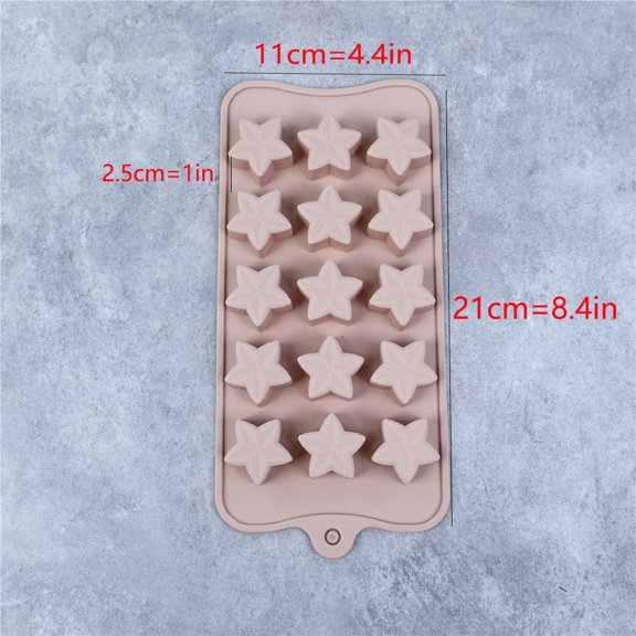 Morandi Pink 3D Star Silicone Ice Cube Tray, 15 Cavity Non-Stick Ice Mold For Candy Cake Decor