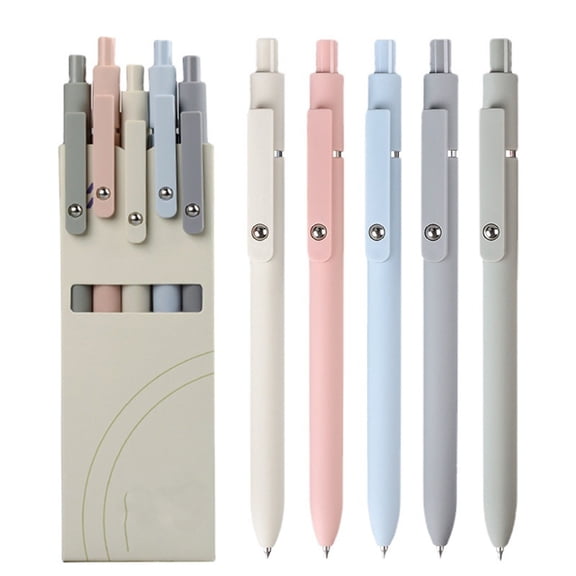 Morandi Retractable Gel Pens 5 Pack Black Ink Neutral Pen Set 0.5mm Fine Point Cute Pens for Office Writing Supplies