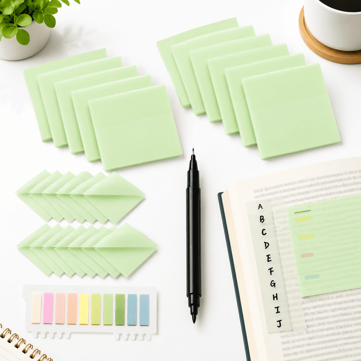 Morandi Teal Morandi Color 3x3 Inch Transparent Sticky Notes Set with ...