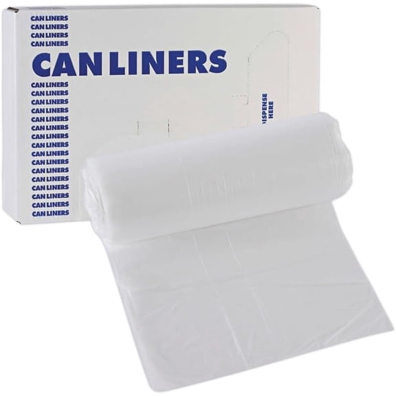 MorandiMal 16 Gallon High-Density Can Liners - 1000 Count Bulk Commercial Trash Bags, 6 Micron Star-Seal, Coreless Perforated Roll, Clear (24"x33")