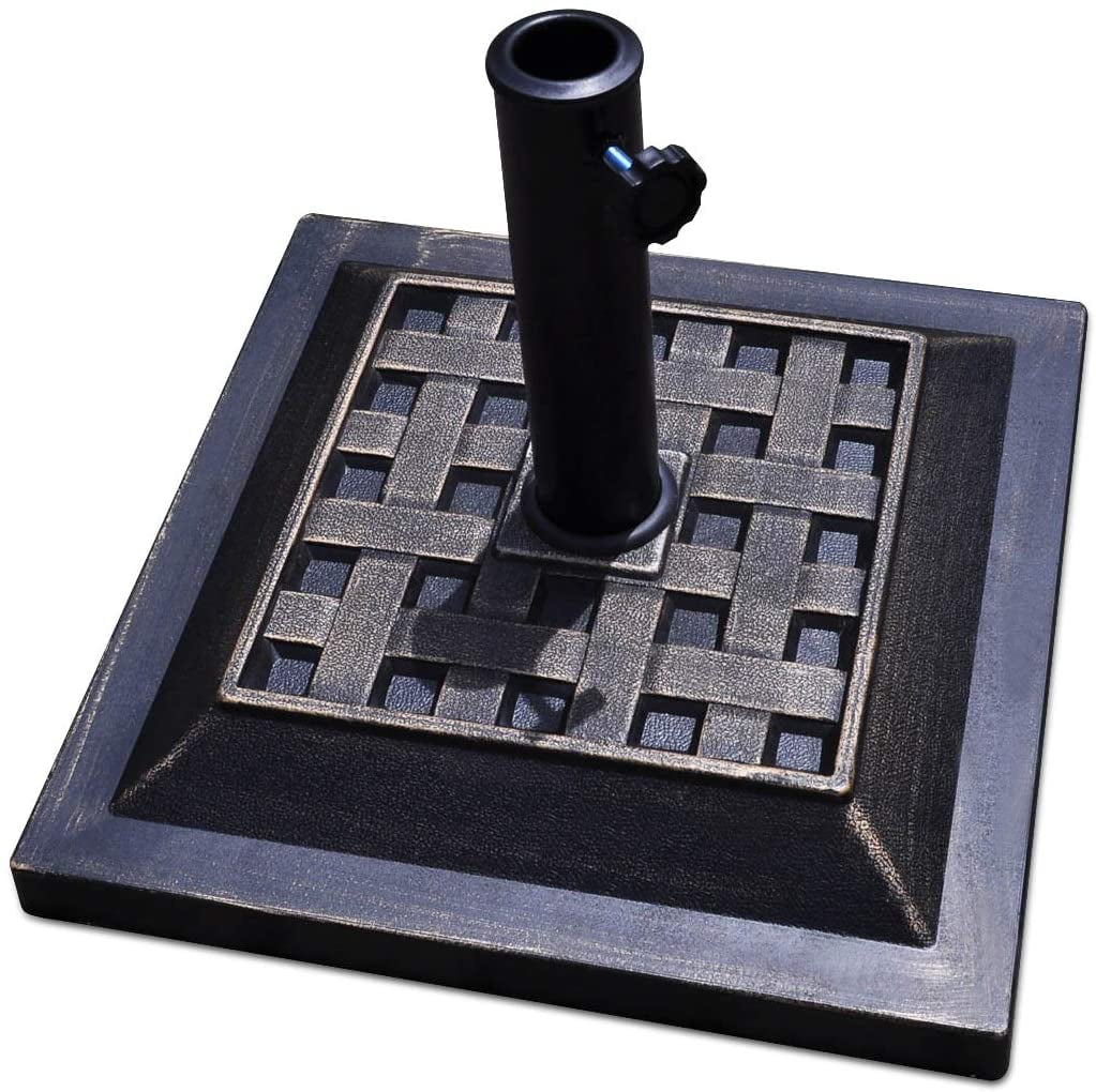 MorandiMal 30lbs Patio Market Umbrella Base, Heavy Duty Outdoor Stand, Cast Iron Tube Umbrella Holder for Garden Beach, Classic Square Umbrella Standing Deck Porch