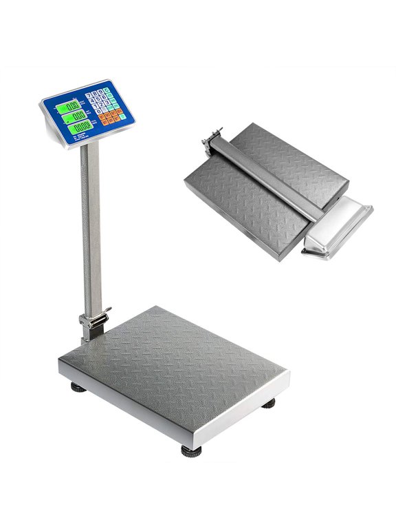 660lbs Weight Computing Digital Scale Floor Platform Scale for Weighing Luggage Package Shipping Mailing Postal Scale with Accurate LB/KG Price Calculator, High-Definition Display (Silver)