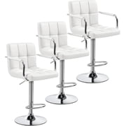 MorandiMal Bar Stools Set of 3, Swivel with Backs, Adjustable Height, White