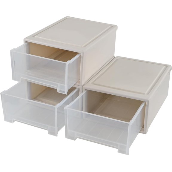 MorandiMal19 Quart Plastic Drawer Storage Stackable, Plastic Compact Stacking Storage Drawer Unit, 3 Packs
