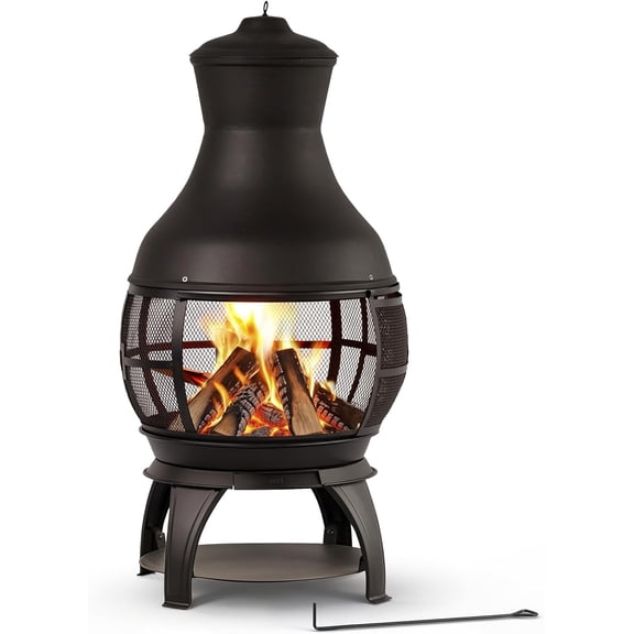 MorandiMalChiminea Outdoor Fireplace, Outdoor Wood Burning Fire Pits for Backyard, Garden, Camping, Brown-Black