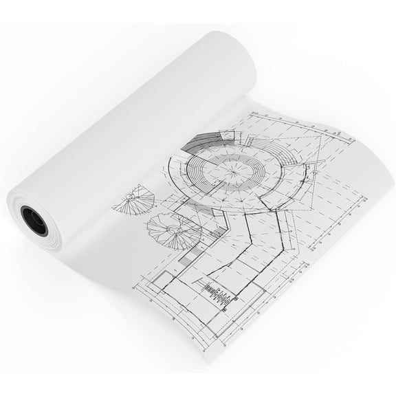 MorandiMalWide Format Paper 1 PCS 36" x 150' with 1 PCS 24" x 150'Plotter Paper 2 Rolls in Total CAD Bond Rolls 20lb 2" Core for CAD Printing on Wide Format Ink Jet Printers