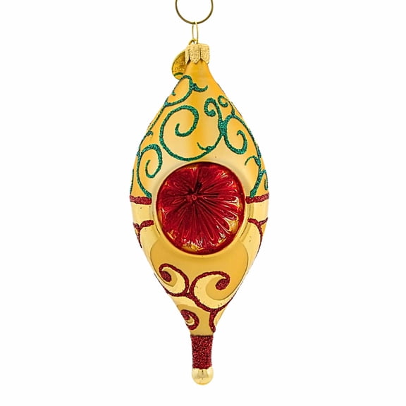 Morawski 5.00In Christmas Reflections In Gold, Glass, Reflector Glitter Accents 17993