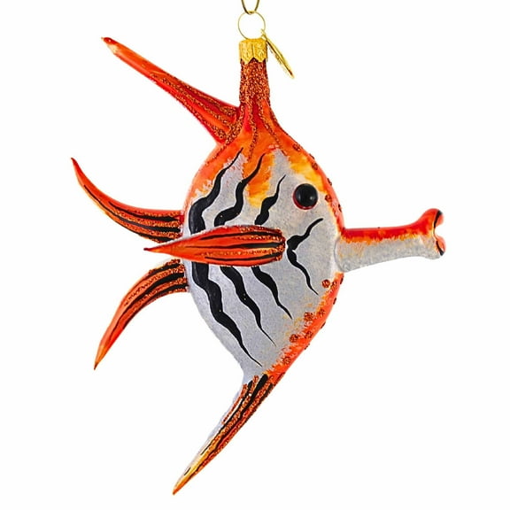 Morawski 5.75In Orange Angel Fish, Glass, Ocean Aquatic 9931
