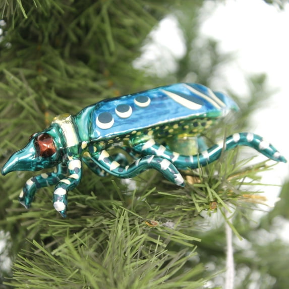 Morawski Turquoise Bug Glass Hand Painted Clip On 17461