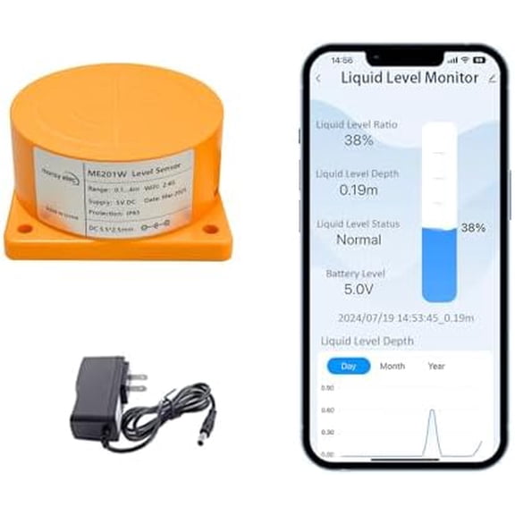 Moray Smart WiFi Water Level Sensor Water Tank Level Monitor Oil Tank Gauge Sensor , Automatic Alarm Indicator for Tuya Smart Life Mobile APP Smart Home Remote IP65 Waterproof (ME201W)$$Electrical