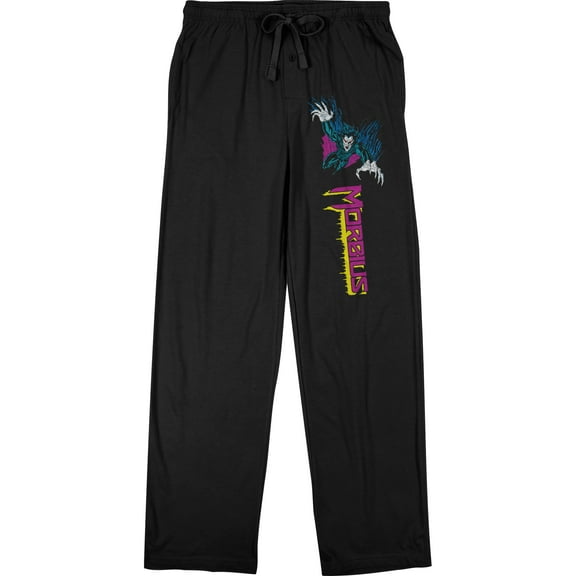 Morbius Comics Presents Moribus Comic And Logo Men's Black Sleep Pajama Pants-Small