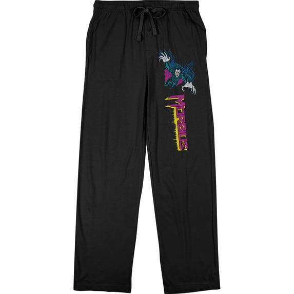 Morbius Comics Presents Moribus Comic And Logo Men's Black Sleep Pajama Pants-XL
