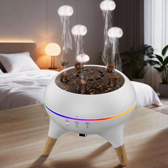 Morbou Essential Oil Diffuser Jellyfish Mist Dancing with Music Aromatherapy, 7 Colorful Lights Hotel Collection Oils Scents for Home, Extra 2 * 10ml