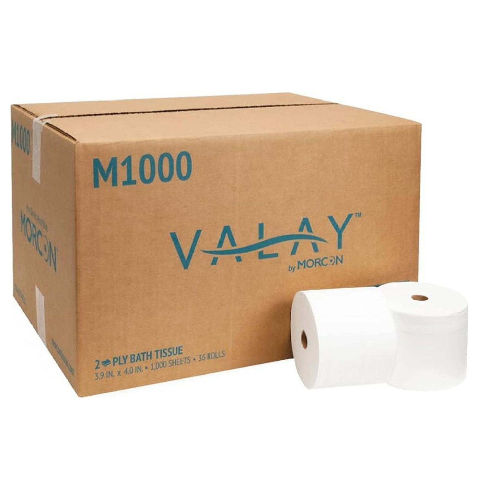 Morcon M1000 Small Bath Tissue, Septic Safe, 2-Ply, White, 1000 Sheets/Roll, 36 Roll/Carton, 1 Carton