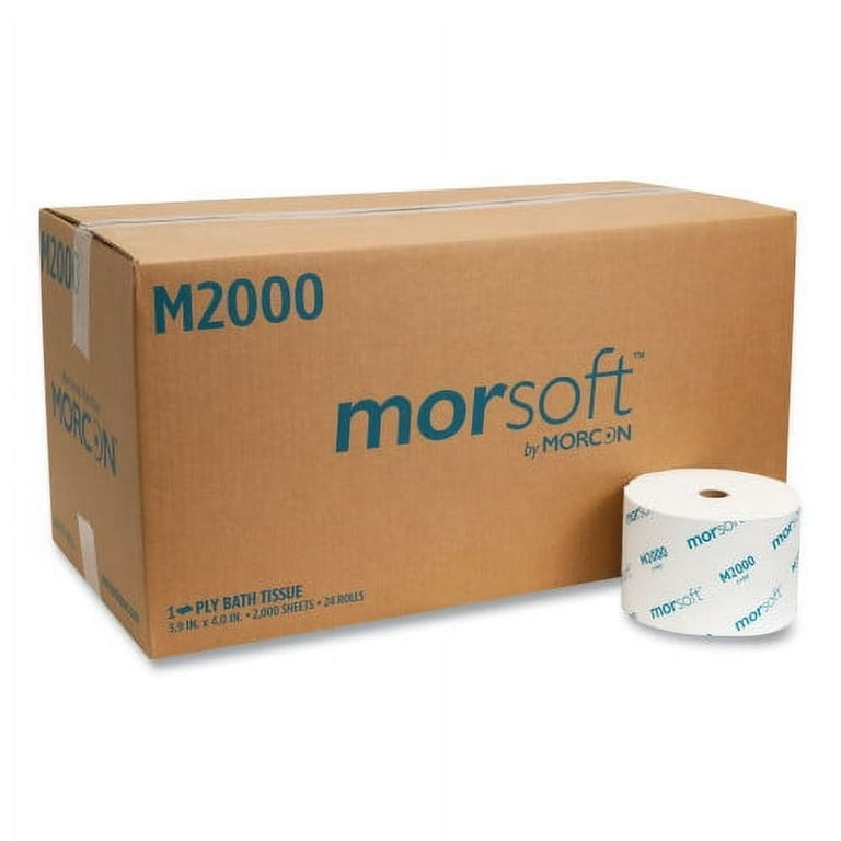Small Core Bath Tissue, Septic Safe, 1-Ply, White, 2,000 Sheets/Roll, 24 Rolls/Carton Small Core Bath Tissue, Septic Safe, 1-Ply, White, 2,000 Sheets/Roll, 24 Rolls/Carton