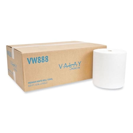 Morcon Tissue Morcon Paper Hardwound Roll Paper Towels, 8 x 800 ft, 1-Ply, White, 6 Rolls/Carton