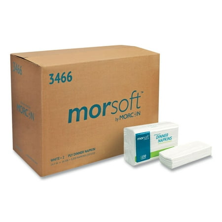Morcon Tissue Morsoft Dinner Napkins, 2-Ply, 14.5 x 16.5, White, 3,000/Carton -MOR3466