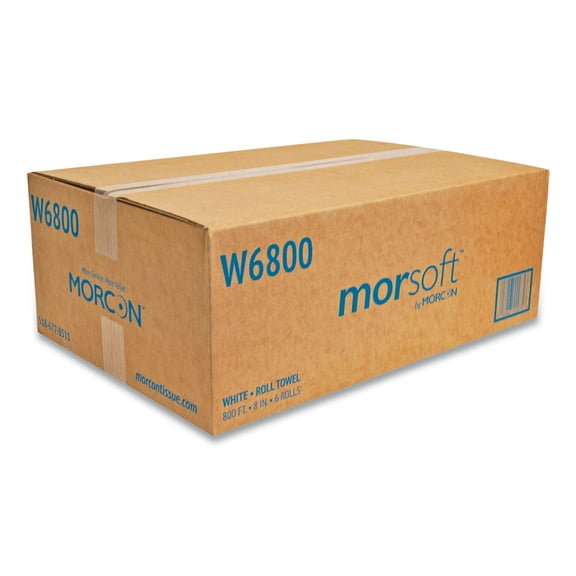 Morcon Tissue Morsoft Universal Roll Towels, 1-Ply, 8\\" x 800 ft, White, 6 Rolls/Carton