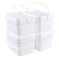 thumbnail image 1 of Morcte 3 Gallon White Rectangular Food Bucket Pail with Lid, Set of 4 Plastic Square Utility Bucket with Lid and Handle for Multipurpose, 1 of 7