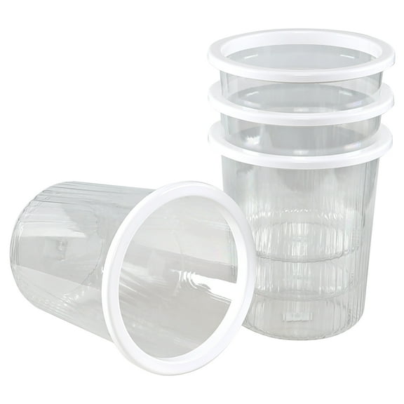 Morcte 4-Pack Acrylic Clear Round Wastebasket, 2.6 Gallon Plastic Small Trash Can for Bathroom, Home, Office