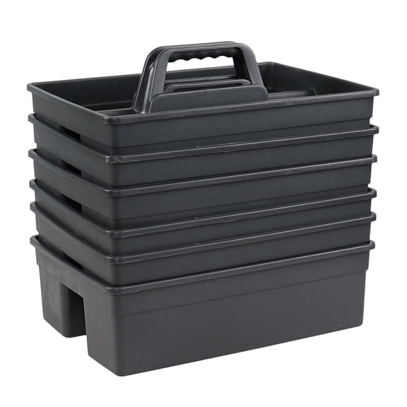 Morcte 6 Pack Plastic Cleaning Supplies Caddy, Plastic Cleaning Supply Carry Caddy Organizer with Handle, Gray