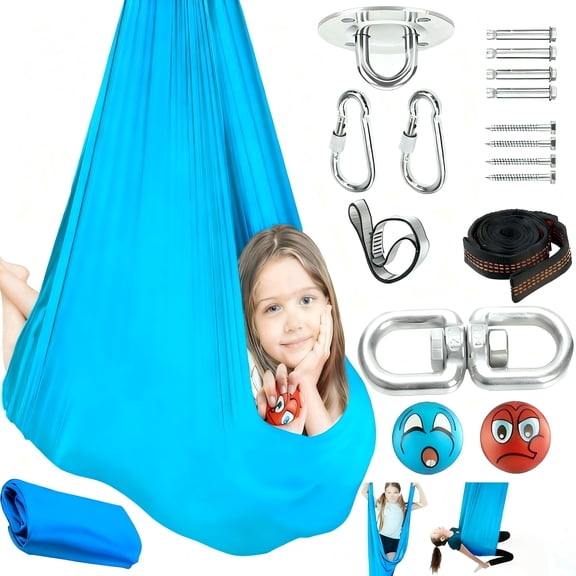 Mordely Sensory Swing for Kids & Adults Holds up to 300lbs Indoor and Outdoor Therapy Cuddle Swing Hammock with 360 Swivel Hanger Kit Adjustable Swing for Calming, Child with Autism, ADHD or SPD