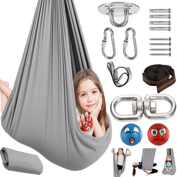 Mordely Sensory Swing for Kids & Adults Holds up to 300lbs Indoor and Outdoor Therapy Cuddle Swing Hammock with 360 Swivel Hanger Kit Adjustable Swing for Calming, Child with Autism, ADHD or SPD
