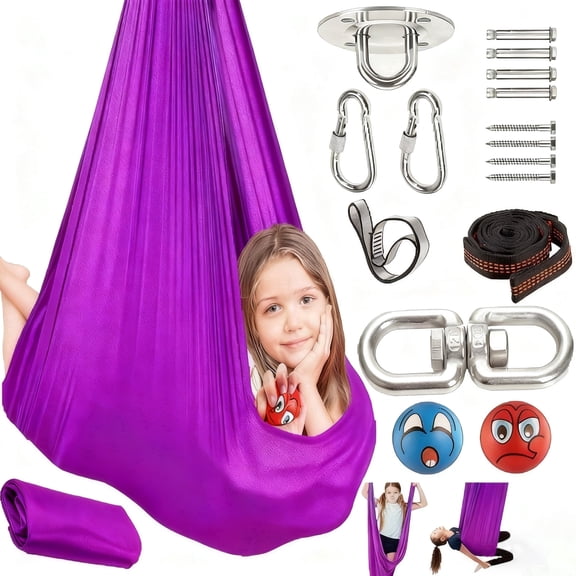 Mordely Sensory Swing for Kids & Adults Holds up to 300lbs Indoor and Outdoor Therapy Cuddle Swing Hammock with 360 Swivel Hanger Kit Adjustable Swing for Calming, Child with Autism, ADHD or SPD