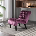 thumbnail image 1 of Morden Accent Chair, Armless Living Room Chair with Curved Backrest, Button Tufted Velvet Upholstered Leisure Chair with Solid Wood Legs, Single Sofa Chair for Bedrooom Apartment Office, Purple, 1 of 7